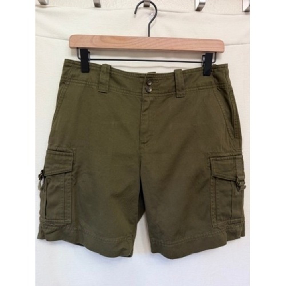 Lauren Ralph Lauren Petite Olive Green Cotton Cargo Shorts Size 4P